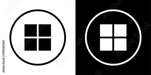 App list view icon in solid style representing grid layout, menu view, app interface, dashboard structure and content organization.