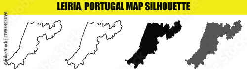Leiria portugal map silhouette outline filled and dotted vector art.