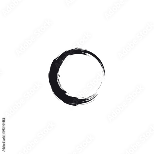 Brush stroke circle symbol on white background representing Vesak Day  