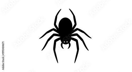 Quadro em tela Black Spider Silhouette on White Background.
