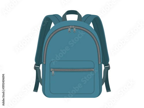 Teal blue backpack with zippers and straps