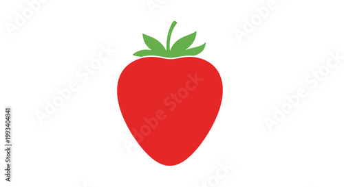 Red Strawberry Fruit with Green Leaves.