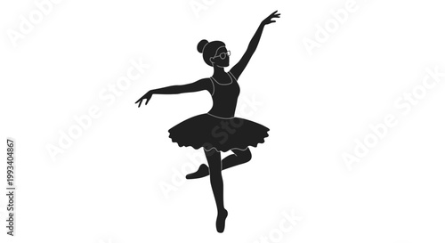 Ballerina Dancing in Elegant Black Tutu.