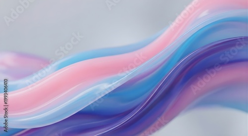 Elegant abstract flow of pastel pink blue violet ribbons with abstract background gradient backdrop ethereal minimalist iridescent translucent creative