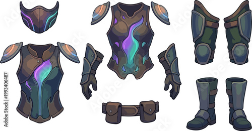 Fantasy armor set with glowing accents.