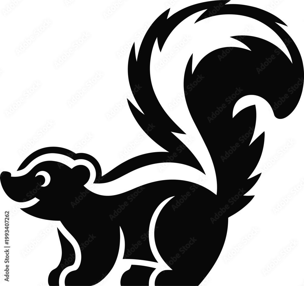 Fototapeta premium Vector illustration of a skunk standing in profile view