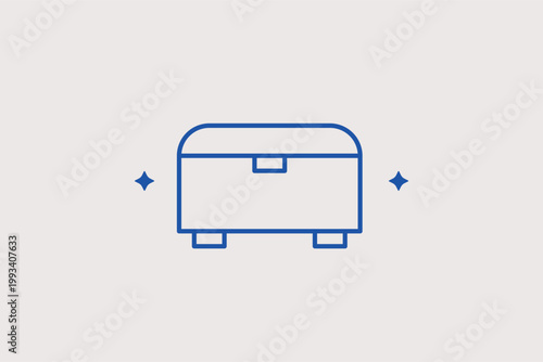 Small jewelry chest or box designed for storing precious rings and bracelets. Classic Vector Illustration for home organization guides and vintage treasure chest icons.