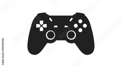 Modern Black Video Game Controller Silhouette.