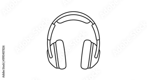 Simple Line Drawing of Headphones.
