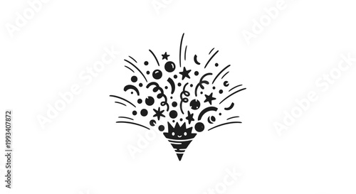 Black Fireworks Explosion from Party Popper.