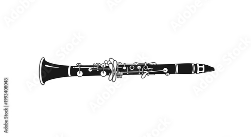 Black and White Illustration of Clarinet.