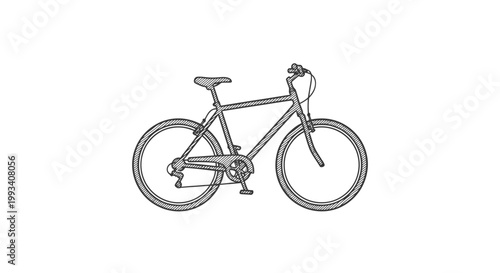 Simple Black Bicycle Illustration on White.
