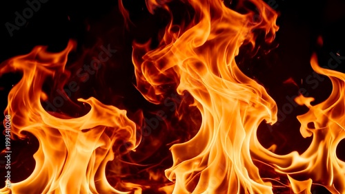 The fire on a black background