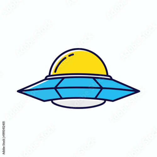 Cartoon UFO Flying Saucer Spaceship Illustration.