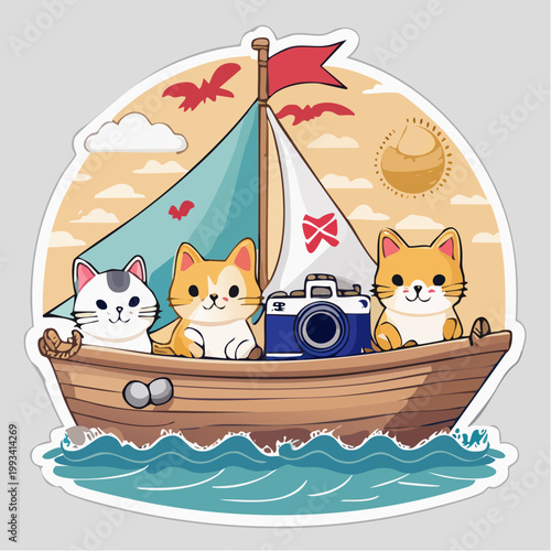 Cute Cats Sailing with Camera