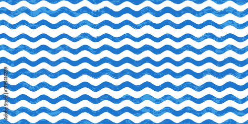 Seamless pattern, sea waves stylization, wavy grunge stripes, rough wave pattern, vector background
