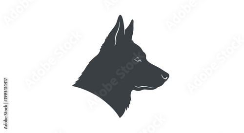 Black Dog Silhouette Profile Head Illustration.