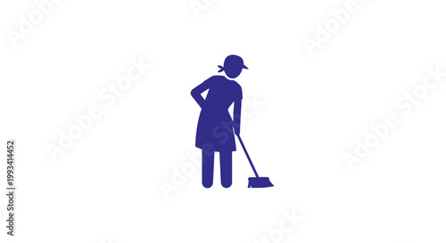 Woman Cleaning with Mop and Uniform.