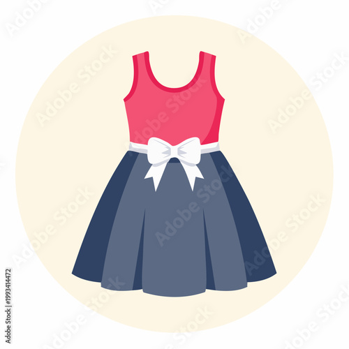 Cartoon Dress Icon with Bow