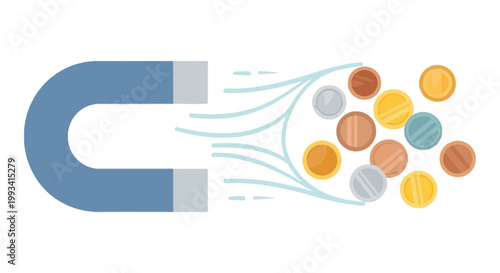 Magnet Attracting Metal Particles Illustration