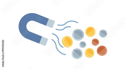 Magnet Attracting Metal Coins and Scraps for Industrial Recycling