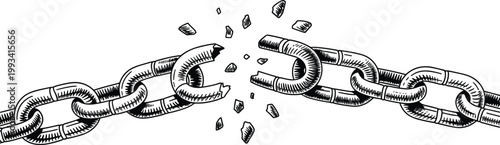 Broken chain illustration symbolizing freedom release strength and overcoming barriers or limitations