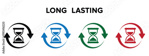 Long lasting battery life concept with progressive hourglass icons in flat design