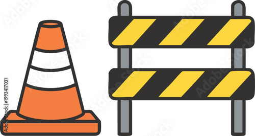 Traffic cones and safety barriers for road construction and traffic management