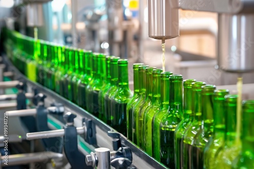 Bottles Move Along the Production Line in a Factory During the Day