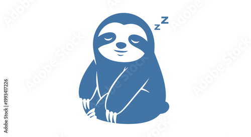 Sleeping Sloth Cartoon Character Illustration.