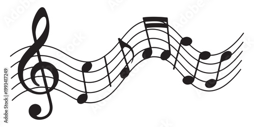Elegant musical staff with treble clef and gracefully flowing notes conveying musicality and artistic expression.