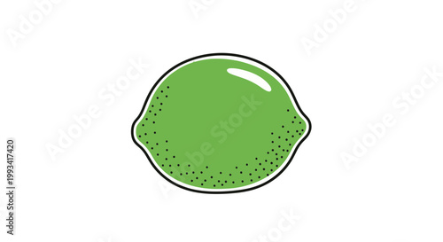 Green Lime Fruit with Black Outline.