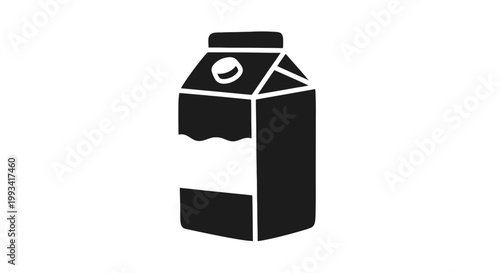 Black and White Milk Carton Illustration.
