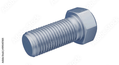 Vector illustration of a closeup of a metallic hexagonal bolt on a transparent background