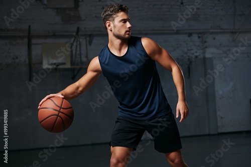 Basketball Player Prepares to Pass the Ball in a Gym During Practice Session