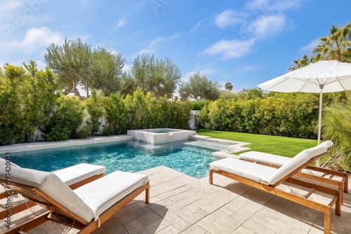 Relaxation Area Near a Pool in a Sunny Location During Daylight Hours