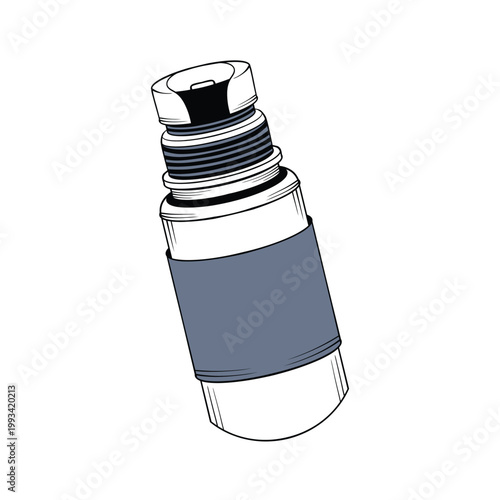 Hand drawn insulated bottle sketch for adventure theme