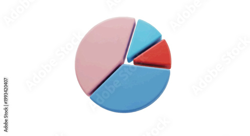 Vector illustration of 3d pie chart with four colorful slices on a transparent background