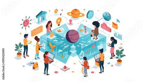 A minimalist illustration of a person standing near a large potted plant. The image evokes a sense of calm and well-being, ideal for concepts like bio