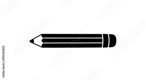 Black Pencil Illustration on White Background.