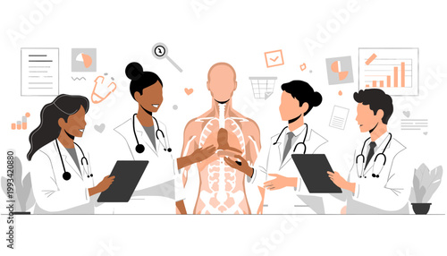 A minimalist illustration depicting a veterinarian caring for an animal, suitable for healthcare websites, veterinary clinics, or advertising pet well