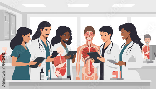 A calming illustration depicting a veterinarian carefully tending to an animal. Ideal for health-related content, pet care services, or conveying trus