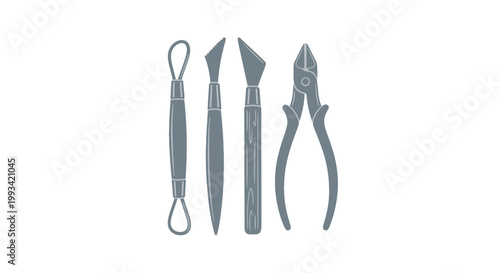 Set of metal nail care tools.