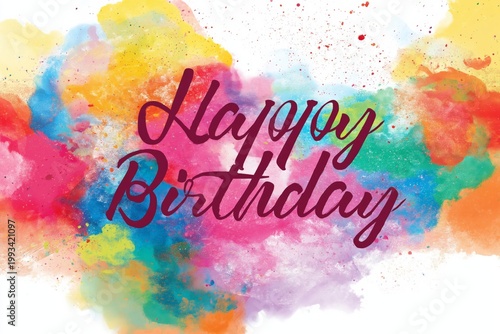 Colorful Birthday Greeting With Handwritten Message on Bright Background