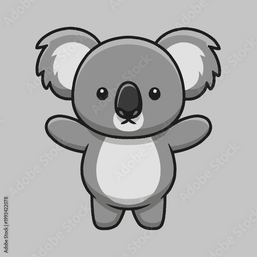 Cute cartoon koala bear illustration with open arms.