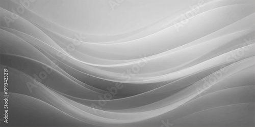 Abstract black and white background featuring smooth silk waves and elegant flowing satin textures in a soft grey motion pattern for a sophisticated fabric wallpaper design