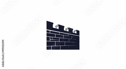 Stylized dark brick wall with crenellated top
