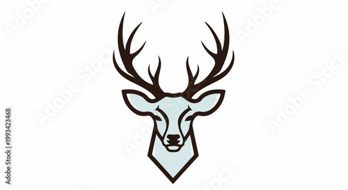 Stylized deer head with antlers, depicted in a minimalist, graphic style