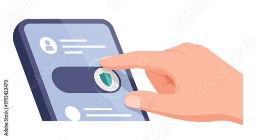 Digital Security Concept with Hand Using Smartphone for Authentication