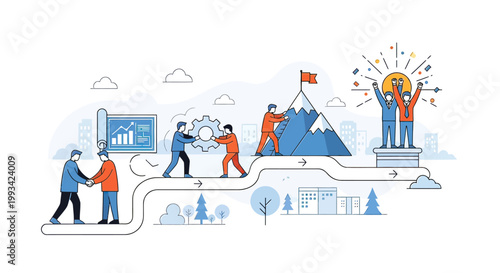 People working together on a journey.